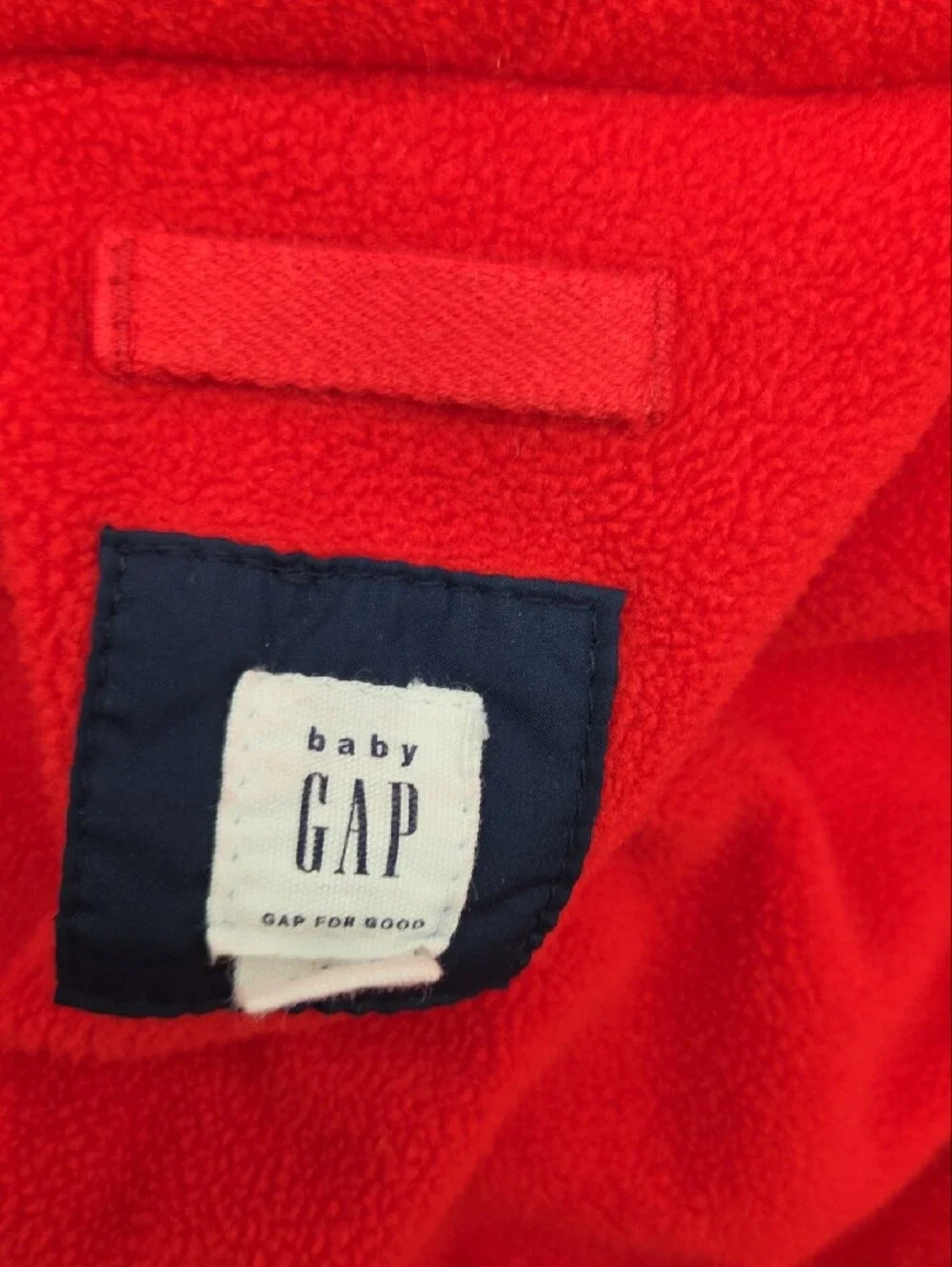 GAP Navy Puffer Jacket with Red Hood Lining